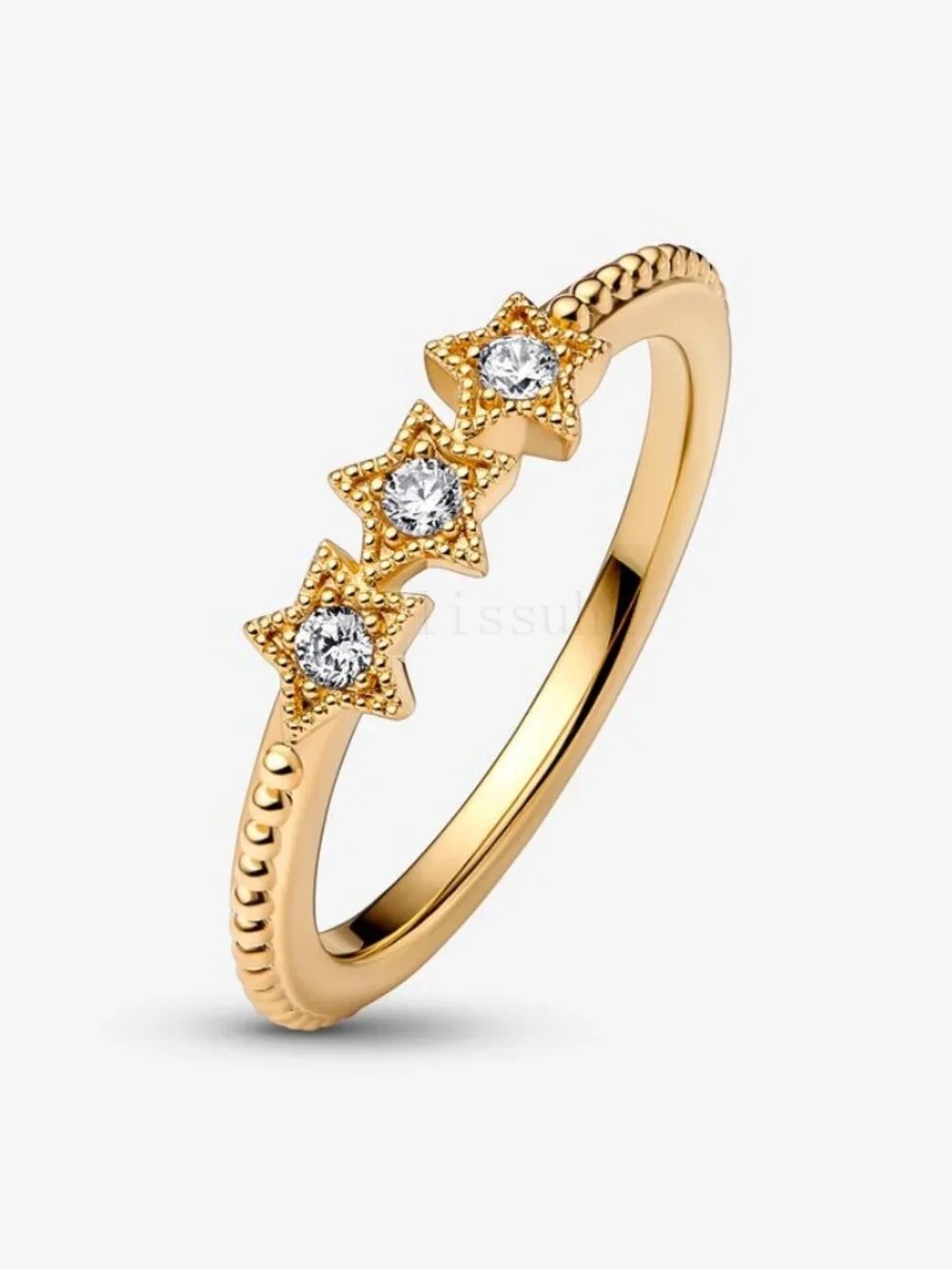 Pandora Gold Star Trio Ring with Clear Stones
